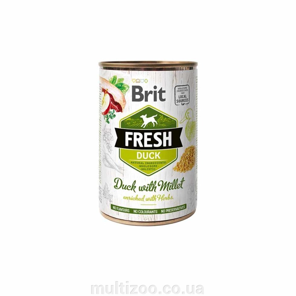 Вологий корм д / собак Brit Fresh Duck / Millet k 400g качка, пшоно д / собак від компанії Multizoo - зоотовари для тварин - фото 1