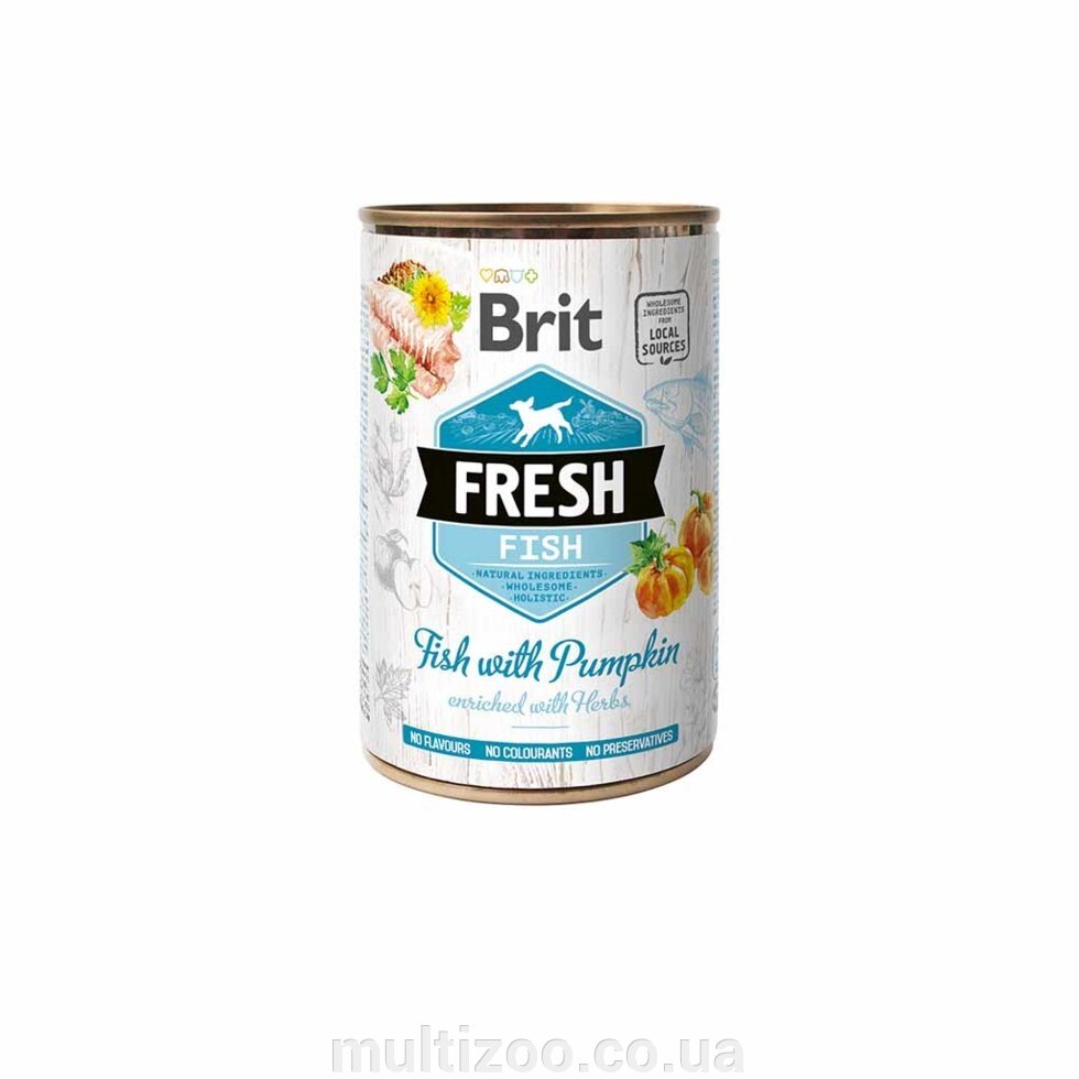 Вологий корм д / собак Brit Fresh Fish / Pumpkin k 400g риба, гарбуз д / собак від компанії Multizoo - зоотовари для тварин - фото 1