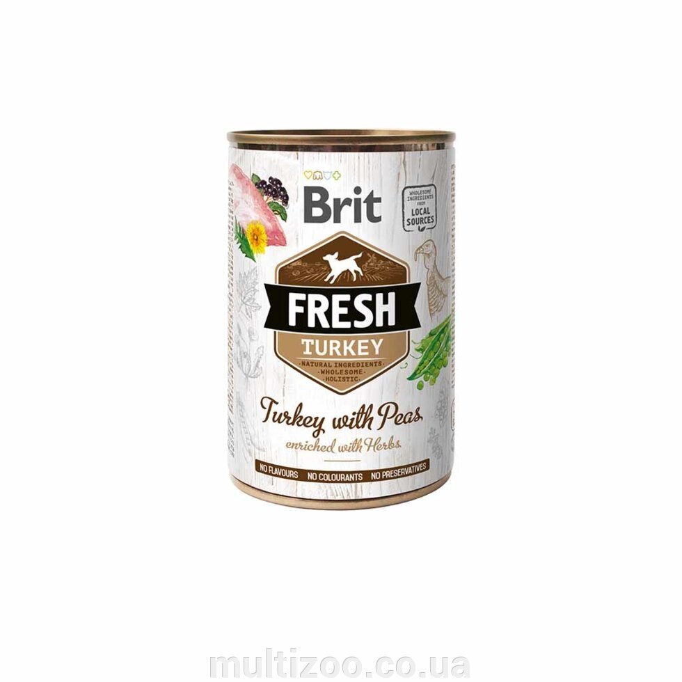 Вологий корм д / собак Brit Fresh Turkey / Peas k 400g індичка, горошок д / собак від компанії Multizoo - зоотовари для тварин - фото 1