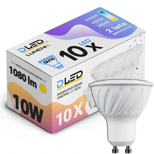 10x GU10 LED лампа 1080lm 10W CCD НЕЙТРАЛЬНА від компанії Інтернет-магазин EconomPokupka - фото 1