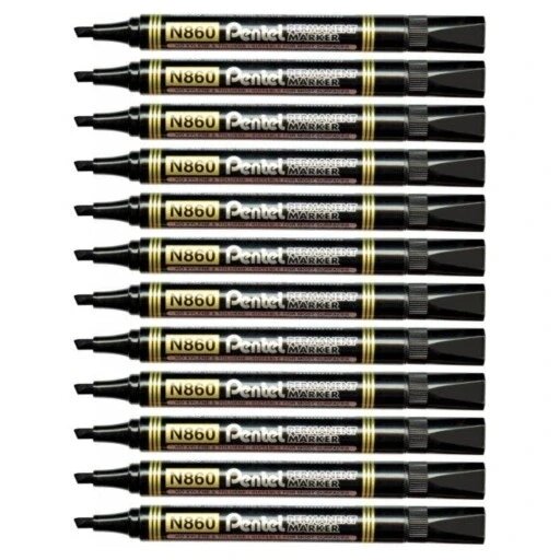 12 перманентний маркер чорний Pentel 1 шт. перманентний маркер Pentel N860 - зі скошеною гілкою чорний - набір 12шт. від компанії Інтернет-магазин EconomPokupka - фото 1