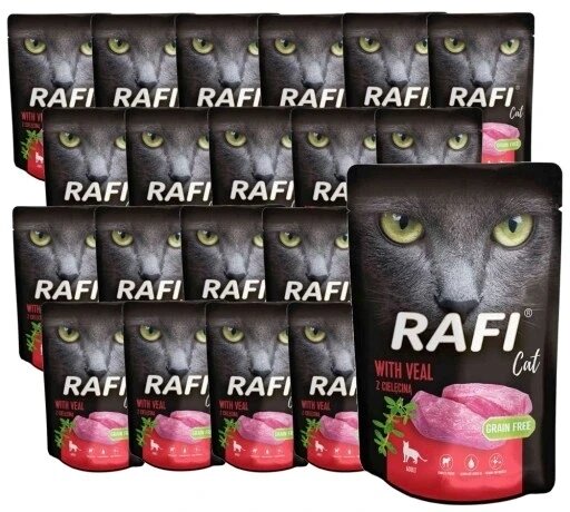 20x Вологий корм для котів Rafi Cat телятина 100 г від компанії Інтернет-магазин EconomPokupka - фото 1