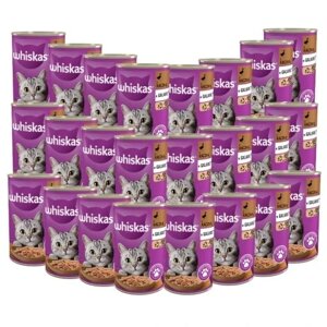 24x Вологий корм для котів Whiskas качка 0,4 кг