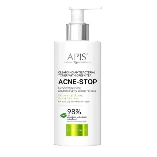 3 шт. Аpis Acne-stop 300 мл тонік протибактеріальний очищаючий з зеленою чаєм 300 мл від компанії Інтернет-магазин EconomPokupka - фото 1