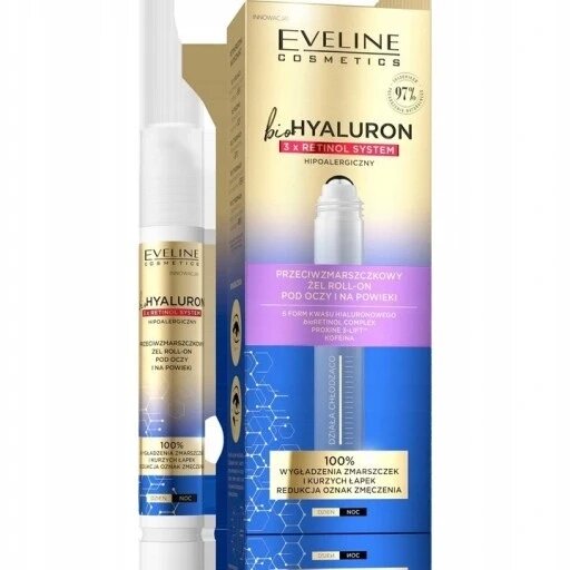 3 шт. Eveline Biohyaluron 3xretinol Roll-on 15 мл гель для очей проти зморшок від компанії Інтернет-магазин EconomPokupka - фото 1