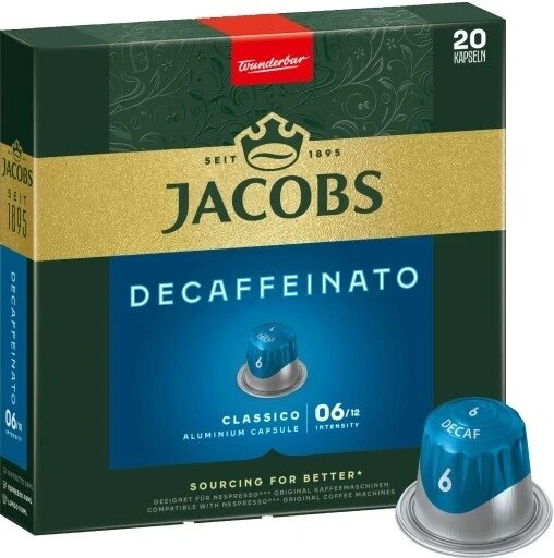 3 шт. Jacobs Decaffeinato Lungo 6 капсул безкофеїнової кави 20 штук для Nespresso від компанії Інтернет-магазин EconomPokupka - фото 1