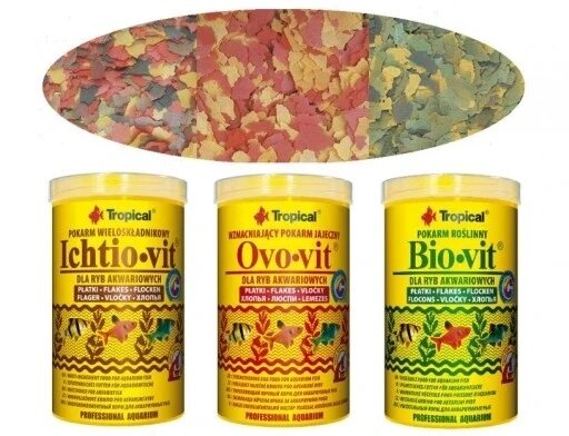 3 шт. Корм для риб Tropical пластівці 285 г набір кормів Ichtio-vit Bio-vit Ovo-vit від компанії Інтернет-магазин EconomPokupka - фото 1