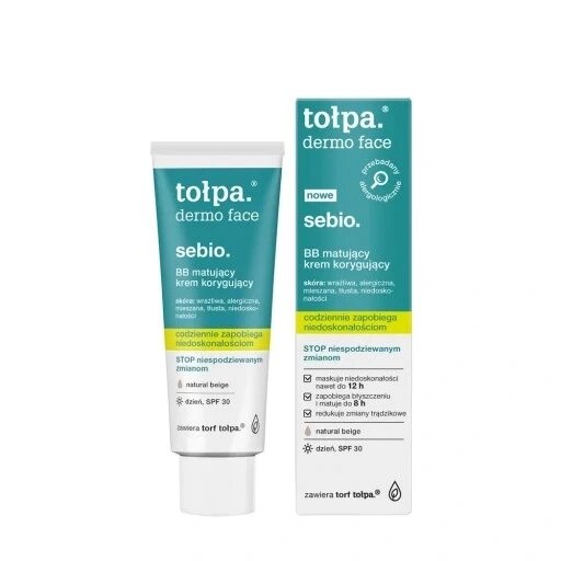 3 шт. Крем Bb Tołpa Dermo Face Sebio Natural Beige Spf 21-30 40 Ml матує коригує Spf30 40мл від компанії Інтернет-магазин EconomPokupka - фото 1