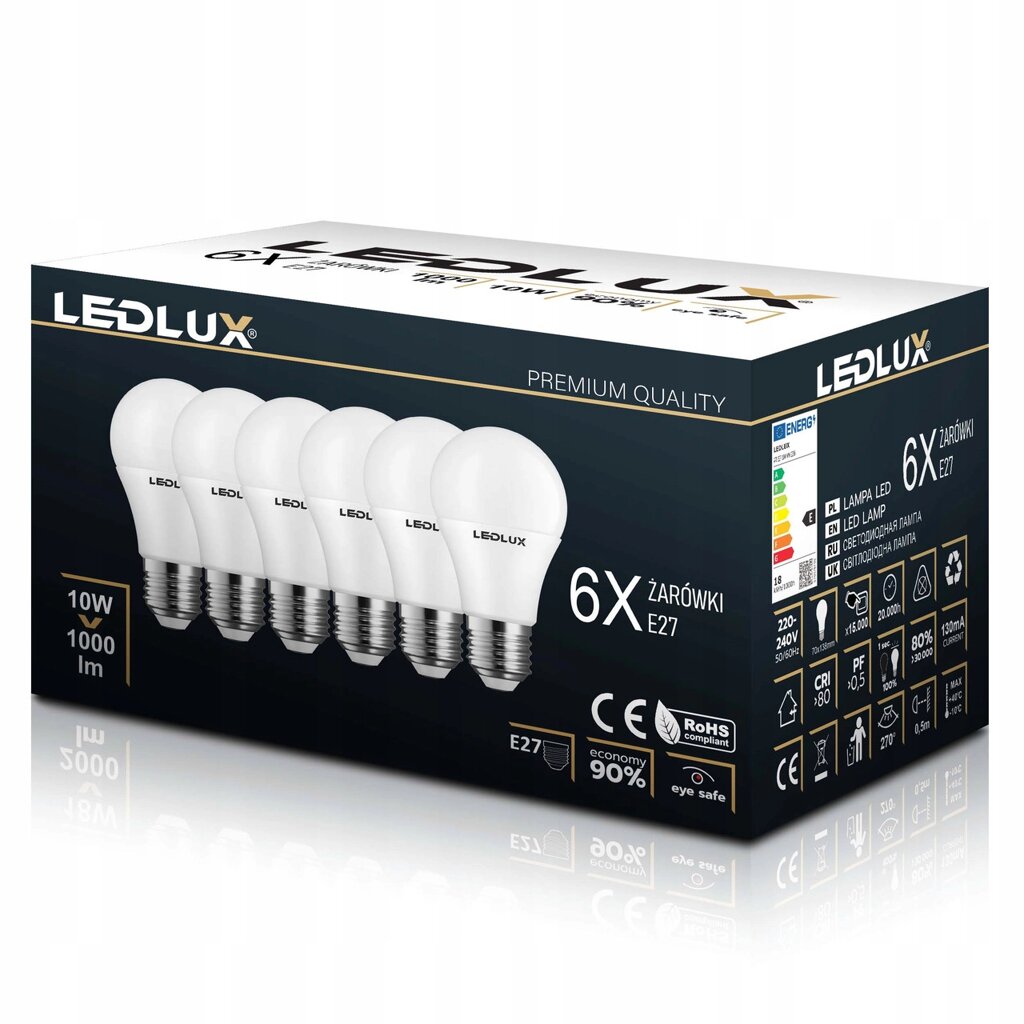 3 шт. Лампочка Led Ledlux E27 10w біла нейтральна 6 шт. =100w Smd 4000k преміум не мерехтить комплект від компанії Інтернет-магазин EconomPokupka - фото 1