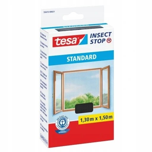 3 шт. Москітна сітка на вікно Tesa Insect Stop Standard 150x130 см антрацитове вікно віконна сітка на липучці 1,3 1,5м від компанії Інтернет-магазин EconomPokupka - фото 1