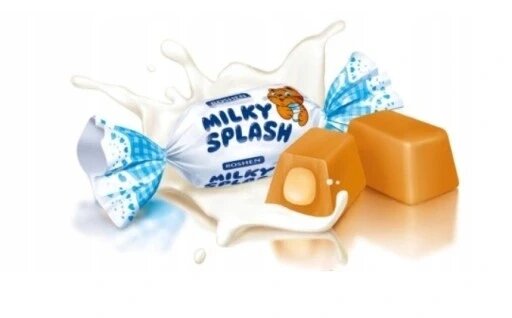 3 шт. Тофі Roshen цукерки Milky Splash 1000 г склянка молока 1кг від компанії Інтернет-магазин EconomPokupka - фото 1