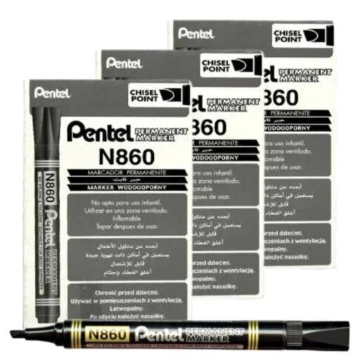 36 перманентний маркер чорний Pentel 1 шт. перманентний маркер Pentel N860 - зі зрізом чорний - набір 36шт Pentel N860 від компанії Інтернет-магазин EconomPokupka - фото 1