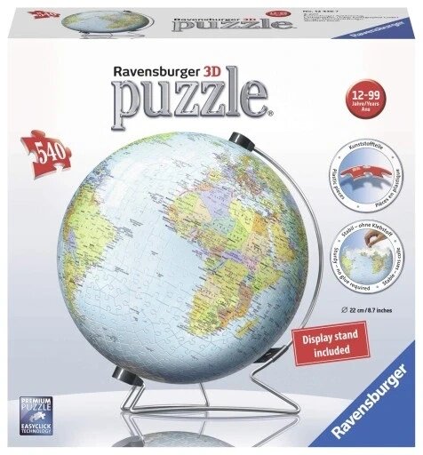 3d пазл Ravensburger 124367 540 ел. глобус 3d 540 елементів Globus 124367 від компанії Інтернет-магазин EconomPokupka - фото 1