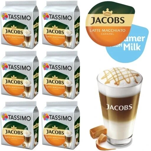 6 Капсули Tassimo Jacobs Latte Macchiato Caramel Кава мелена 8 капсул і молоко 8 капсул 268 г 8 шт від компанії Інтернет-магазин EconomPokupka - фото 1