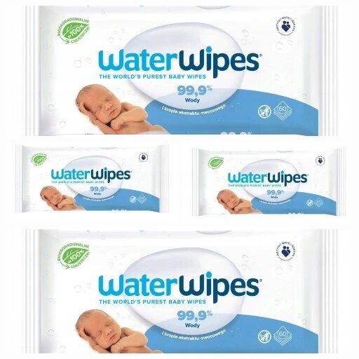 720 штук вологих серветок Waterwipes 12x60 для дитини біо мега-набір вологі 99,9% вода діти 240шт 4x60 від компанії Інтернет-магазин EconomPokupka - фото 1