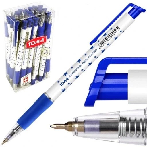 Автоматична кулькова ручка Toma Superfine Ballpoint Blue Op. 30 штук To-069 від компанії Інтернет-магазин EconomPokupka - фото 1