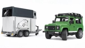 Автомобіль Land Rover Bruder 02592 з причепом для коней + кінь