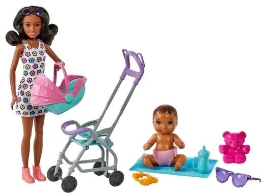 Barbie Skipper Babysitter Club Set + ляльки лялька барбі скіпер з коляском дитиною Hhb68 від компанії Інтернет-магазин EconomPokupka - фото 1