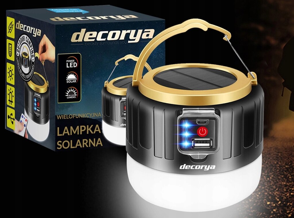 Батарейна лампа Decorya Led 12 вт з Usb-входом водонепроникна з можливістю встановлення сонячною панеллю підвісним від компанії Інтернет-магазин EconomPokupka - фото 1