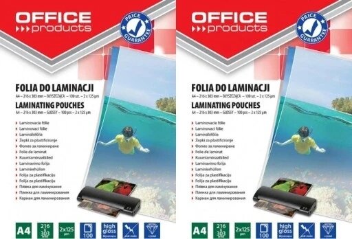 Блискуча плівка для ламінації A4 Office Products 100 штук 2x125 мікрометрів X2 від компанії Інтернет-магазин EconomPokupka - фото 1