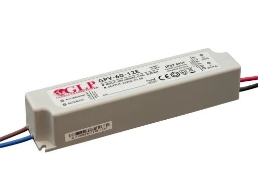 Блок живлення для світлодіодних стрічок GLP IP67 12V 5A 60W водостійкий GPV-60-12 від компанії Інтернет-магазин EconomPokupka - фото 1