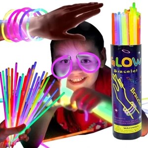 Браслети світівні Fluo Chemical Light 100 шт Glow Sticks флуоресцентні пов'язки 100шт світлячки (shopek)