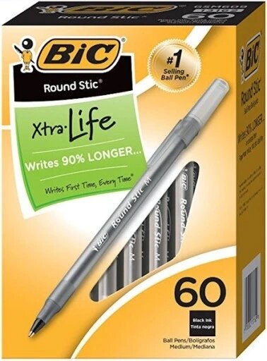 Чорна кулькова ручка Bic Round Stic Black 60 шт. 17666 Bic 56385 від компанії Інтернет-магазин EconomPokupka - фото 1