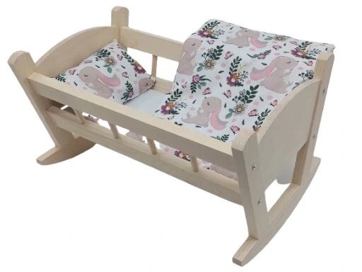 Дерев'яна колиска для ляльки Baby Cradle + постільна білизна від компанії Інтернет-магазин EconomPokupka - фото 1