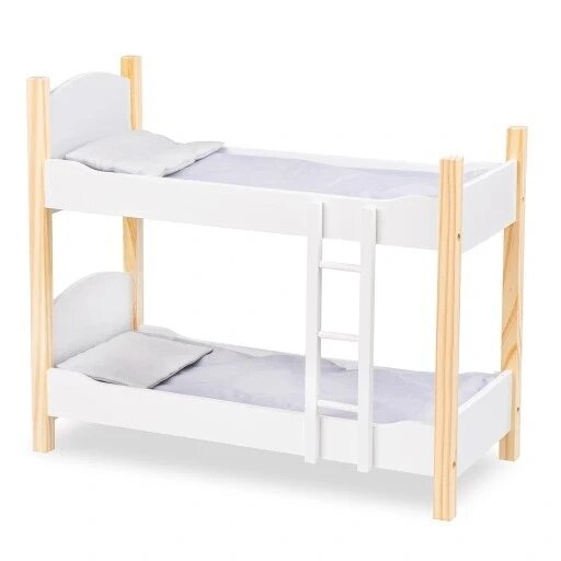 Дерев'яне двохповерхове ліжко для ляльок Kinderplay Doll Bed 53см + постільна білизна від компанії Інтернет-магазин EconomPokupka - фото 1