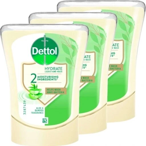 Dettol 140086506 250ml резервний дозатор для мила з трьома змінними блоцами для аплікації рідкого мила з алое вера від компанії Інтернет-магазин EconomPokupka - фото 1