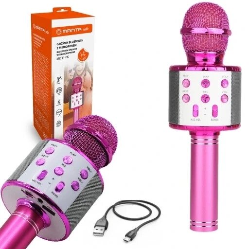 Дитячий портативний мікрофон з динаміком Echo Manta Bluetooth Pink Mic11-pk від компанії Інтернет-магазин EconomPokupka - фото 1