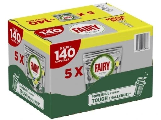 Fairy Platinum All In One жовті таблетки для посудомийної машини 5 шт. 28 шт. капсули від компанії Інтернет-магазин EconomPokupka - фото 1