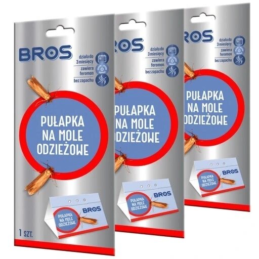 Феромонна пастка для одягових молів Bros 0,1 кг 3 штуки без запаху діє до місяця від компанії Інтернет-магазин EconomPokupka - фото 1