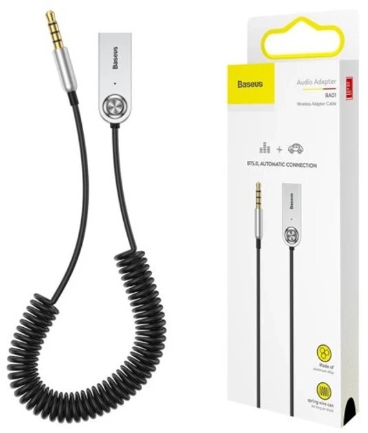 FM-трансмітер Baseus BA01 Bluetooth USB to AUX cable Black (CABA01-01) від компанії Інтернет-магазин EconomPokupka - фото 1