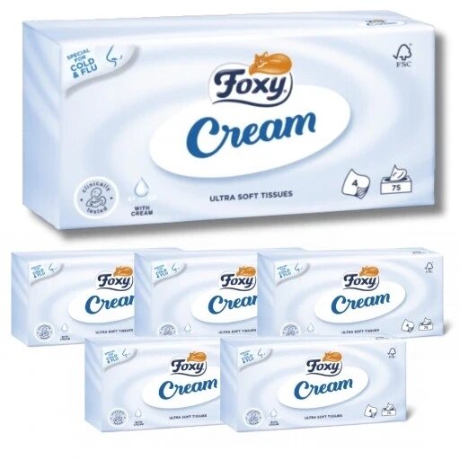 Гігієнічні серветки без запаху Foxy Cream 4-шарові 75 шт. ультрам'які 75 шт. 6 від компанії Інтернет-магазин EconomPokupka - фото 1