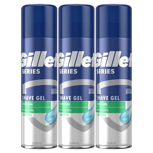 Gillette Series Sensitive гель для гоління для чоловіків 200 мл 3 штуки від компанії Інтернет-магазин EconomPokupka - фото 1