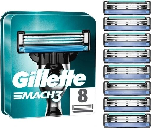 Gillette замінні леза Mach3 8шт штуки для бритви оригінал від компанії Інтернет-магазин EconomPokupka - фото 1