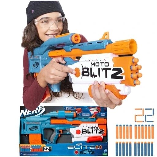 Гвинтівка Nerf Elite 2.0 Motoblitz Gun 2в1 автоматична гвинтовка та дробовик Hasbro F5872 від компанії Інтернет-магазин EconomPokupka - фото 1