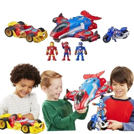 Hasbro - Marvel Super Hero Vehicle Multipack мега набір з 3 фігурок та транспорту меснники людина-павук залізна капітан  від компанії Інтернет-магазин EconomPokupka - фото 1