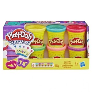 Hasbro Play-doh 6 шт торт Doh з блискітками 6 шт. A5417 блискучі туби