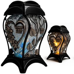 Капличка-ліхтарик зі скла хромована для цвинтаря чорно-золотий