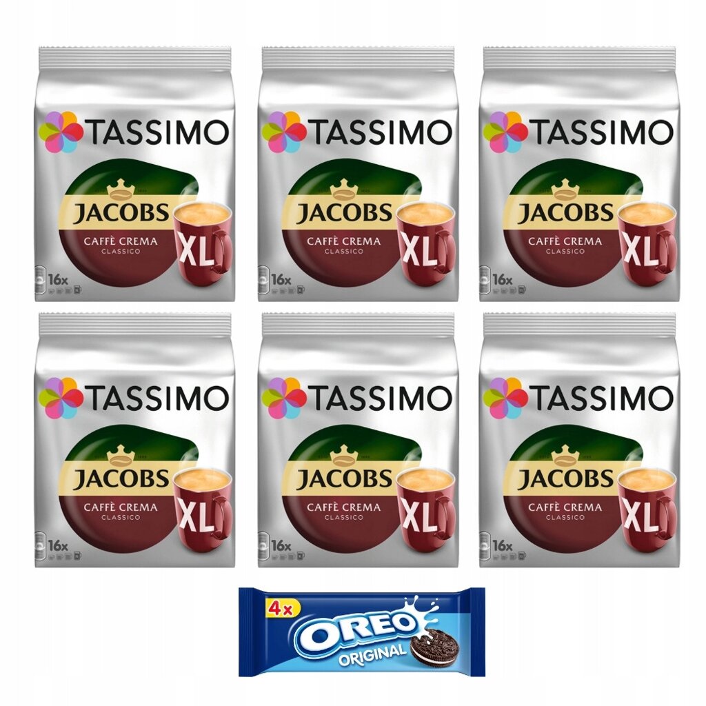 Капсули Tassimo Jacobs Caffe Crema Classico Xl 16 96 шт 5+1 від компанії Інтернет-магазин EconomPokupka - фото 1