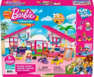 Конструктор будинок барбі Mattel Mega Barbie Malibu House + 2 фігурки Gwr34 303 ел. Bloks