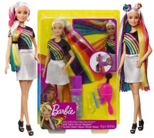 Лялька барбі з довгим веселковим волоссям Mattel Barbie Shiny Rainbow Hair Fxn96