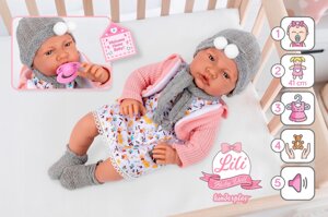 Лялька "бобас" велика інтерактивна реалістична з соскою Kinderplay говорить 41 см