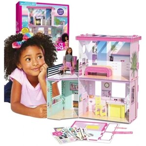 Ляльковий будиночок Barbie Fashionistas барбі 4 кімнати + наліпки 70см Diy