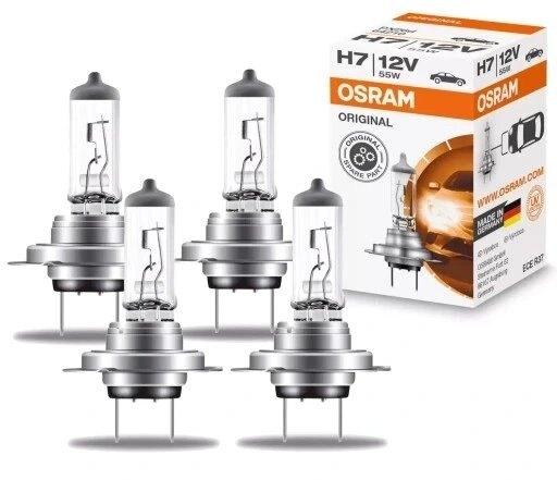 Лампа Osram H7 55 1 шт. набір 4 оригінальні лампи від компанії Інтернет-магазин EconomPokupka - фото 1