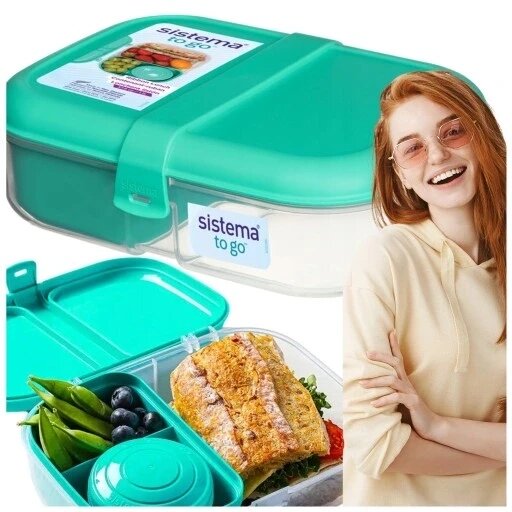 Ланч бокс 1100 мл Sistema Lunchbox Bento Sauce Box з відділеннями 21675 від компанії Інтернет-магазин EconomPokupka - фото 1