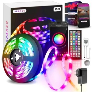 Стрічка Led Rgb 10м кольорова 230v 12v пульт додкану додаток багато режимів Led /м Ledи з пультом дуже потужна +