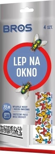 Ліп для боротьби з мухами Bros 0,02 кг /мл на вікно зловлює мух дрозофіл та інших літаючих комах 4 шт. від компанії Інтернет-магазин EconomPokupka - фото 1